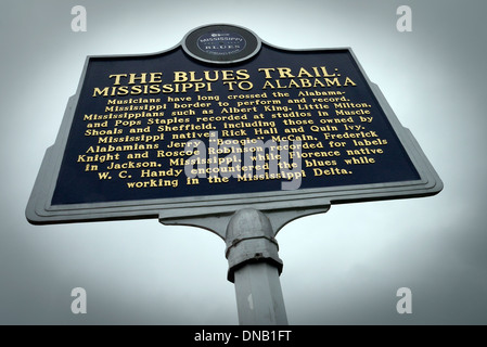 Mississippi Blues trail marker poster près de Mussel shoals Alabama usa Banque D'Images