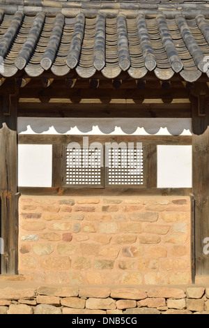 Détail du mur de la maison traditionnelle coréenne Banque D'Images