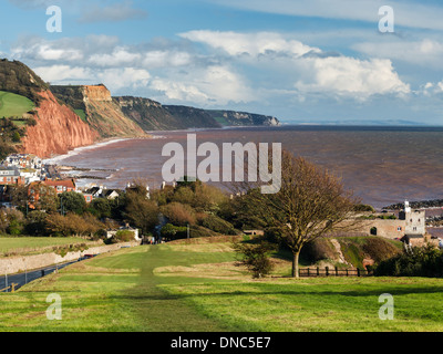 Vue vers le bas sur d'Angleterre Devon Sidmouth UK Europe Banque D'Images