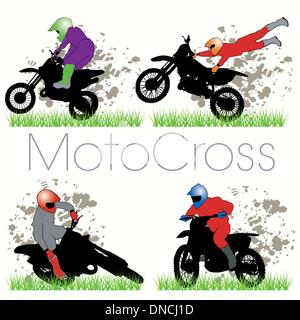 Jeu de silhouettes de motocross Illustration de Vecteur