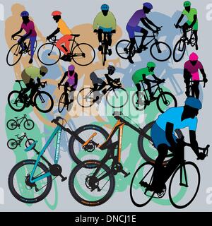 Jeu de silhouettes Bikers Illustration de Vecteur