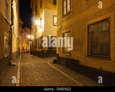 De Jonction et Ankargränd Prästgatan, étroites rues pavées de Gamla Stan, la vieille ville de Stockholm, Suède Banque D'Images