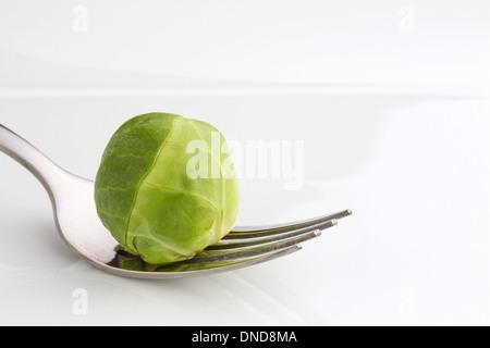 L'une pousse sur une fourchette on white plate Banque D'Images
