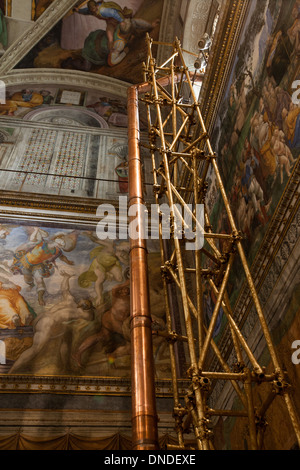 Dans les coulisses de la Chapelle Sixtine, le 13 mars 2013, alors qu’elle se prépare au conclave qui accueille le Pape François. Banque D'Images