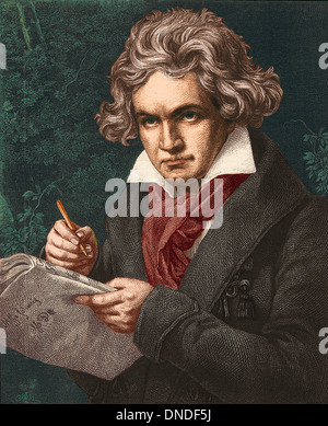 Portrait du compositeur allemand Ludwig van Beethoven, 1770-1827. Banque D'Images