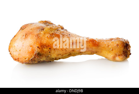 Cuisse de poulet grillée isolé sur fond blanc Banque D'Images