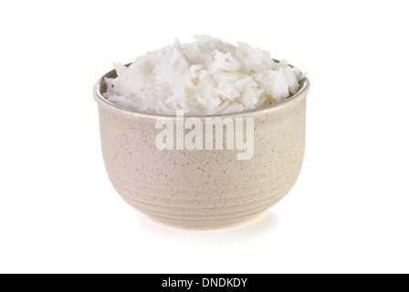 Bol à riz bouilli sur fond blanc Banque D'Images
