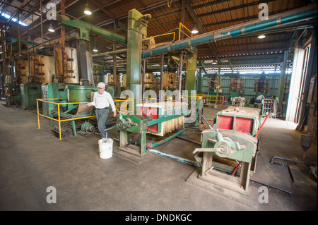 L'huile de canola (colza) production à Molinera Gorbea, un processeur de grains qui participent à la fabrication de la nourriture pour poissons Temuco Chili Banque D'Images