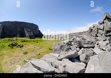 La bague intérieure du Dun Aengus fort en pierre, l'Inishmore, Aran Islands, comté de Galway, Irlande. Banque D'Images