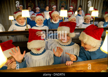 Le chœur de la cathédrale de Wells en habit de Noël Banque D'Images