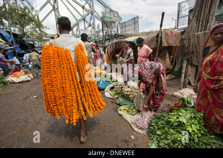 Mallick Ghat Marché Aux Fleurs - Kolkata (Calcutta), Inde Banque D'Images