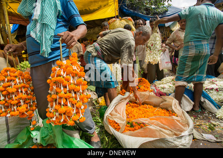 Mallick Ghat Marché Aux Fleurs - Kolkata (Calcutta), Inde Banque D'Images