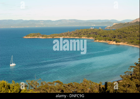 Vue panoramique sur le parc national de Port Cros Hyeres France Banque D'Images