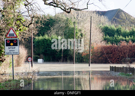 Rivière Medway Inondations Hampstead Lane Yalding Angleterre Kent UK Europe Banque D'Images