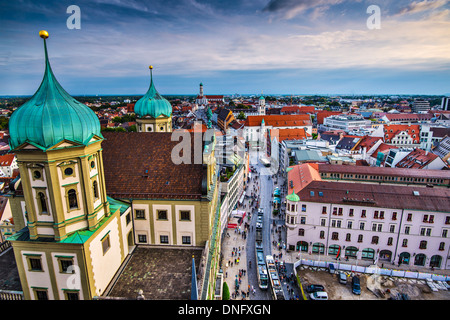 Augsburg, Allemagne centre-ville Vue aérienne. Banque D'Images