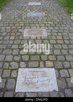 Meiningen, la Thuringe en Allemagne. Nov 8, 2013. Signatures des acteurs célèbres/administration devant le Musée du théâtre appelé monde magique du paysage, scène représentée à Meiningen, Thuringe en Allemagne, 8 novembre 2013. © dpa/Alamy Live News Banque D'Images