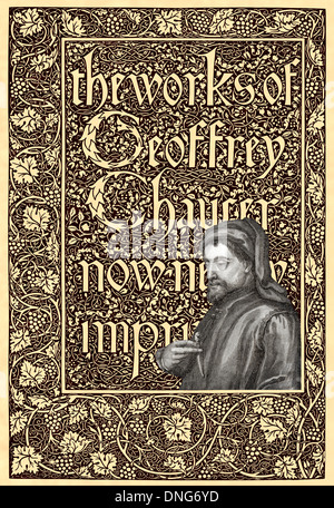 Portrait de Geoffrey Chaucer, ca. 1343 - 1400, une partie de la Canterbury Tales Banque D'Images