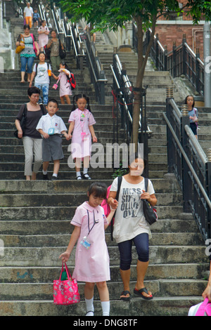 Hong Kong Chine,HK,Asie,chinois,oriental,île,Sheung WAN,Mid levels,Ladder Street,marches escalier escalier,asiatique asiatique asiatique immigrants immigrants ethniques mi Banque D'Images