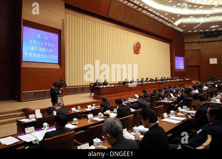 Beijing. 28 Dec, 2013. Photos prises le 28 décembre 2013 montre la séance de clôture de la sixième session de la 12e Commission permanente de l'Assemblée populaire nationale (APN), à Beijing, capitale de la Chine. Comité permanent de l'Assemblée populaire nationale a fermé sa session bimestrielle ici samedi. © Liu Weibing/Xinhua/Alamy Live News Banque D'Images