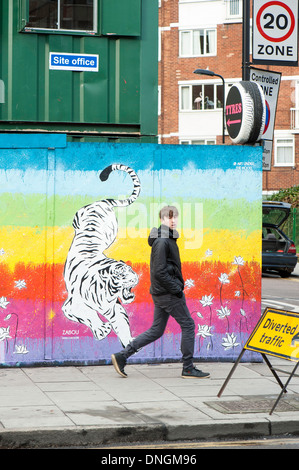 Graffiti sur le mur, Hackney Road, London, United Kingdom Banque D'Images