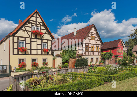 Le centre du village d'Altzitzschewig, district de Radebeul près de Dresde, Saxe, Allemagne, Europe Banque D'Images