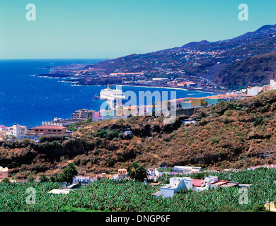 Vue aérienne du Port de Santa Cruz de La Palma, Santa Cruz de Tenerife, Espagne Banque D'Images