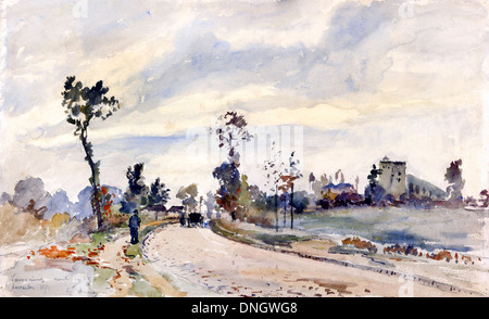 Camille Pissarro, Louveciennes, Route de Saint-Germain 1871 aquarelle et craie noire. Le J. Paul Getty Museum. Banque D'Images