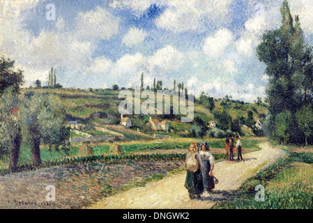Camille Pissarro, Paysage près de Pontoise, la route d'Auvers 1881 Huile sur toile. Musée d'Israël, Jérusalem. Banque D'Images
