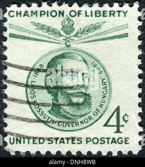 USA - circa 1958 : timbre-poste imprimé aux Etats-Unis, montre un hongrois Lajos Kossuth, combattant de la liberté, vers 1958 Banque D'Images