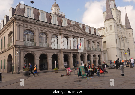 La Nouvelle Orléans Cabildo et cathédrale St Louis à Jackson Square Banque D'Images