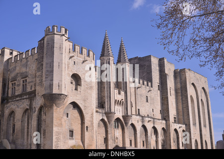 Ancienne Résidence pontificale, à la fois palais et forteresse, LE PALAIS DES PAPES fut le siège de la chrétienté occidentale dans le 14ème siècle, AVIGNON, Vaucluse (84), FRANCE Banque D'Images