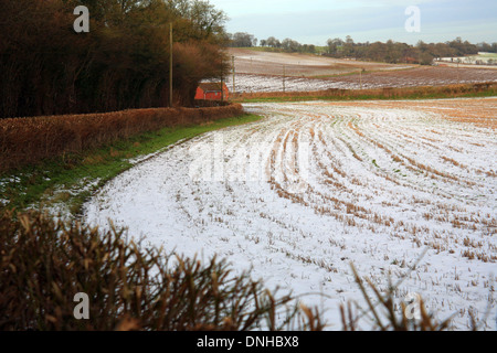 Domaine couvert de neige en hiver et Bodsham Benenden, North Downs, Ashford, Kent, Angleterre Banque D'Images