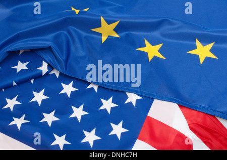 Libre de drapeaux de l'USA et l'Union européenne Banque D'Images