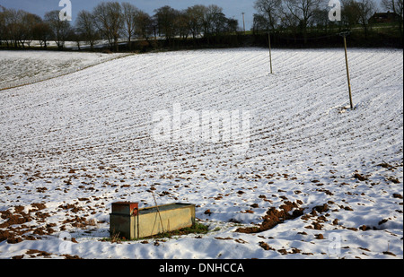 Domaine couvert de neige en hiver et Bodsham Benenden, North Downs, Ashford, Kent, Angleterre Banque D'Images