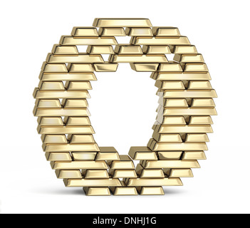 Lettre O à partir de barres d'or Banque D'Images