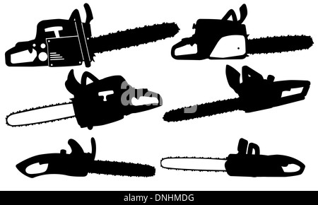 Chainsaw set isolated Banque D'Images