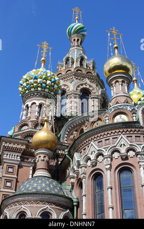 Les dômes de l'Église du Sauveur sur le Sang Versé à Saint Petersburg, Russie Banque D'Images