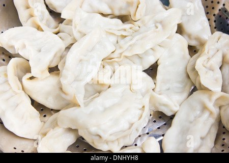 Close up de Gyoza, des raviolis asiatiques. Banque D'Images