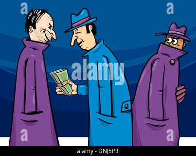 Cartoon Concept Illustration de l'économie illégale ou de crime ou de la corruption Banque D'Images