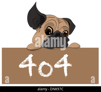 Représentation d'illustration d'un chiot avec 404 Message d'erreur