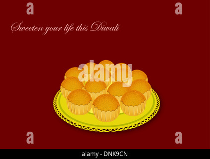 Sweet Diwali Laddu bac isolé sur fond brun Banque D'Images