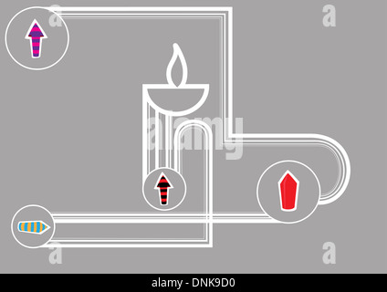 Diwali lampe à huile de pétards isolé sur fond gris