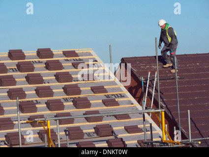 Carrelage toiture de maison d'habitation, Grantham, Lincolnshire Banque D'Images