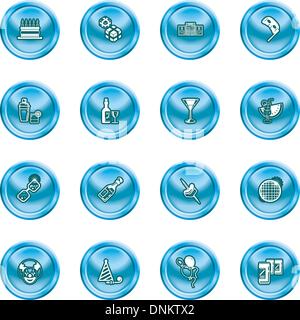 Icônes amusantes ou éléments de conception relatives aux parties Illustration de Vecteur