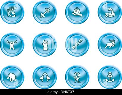 Un jeu d'icônes relatives à la force. Illustration de Vecteur