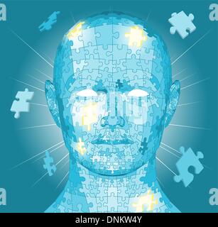 Jigsaw Puzzle pieces formant une tête humaine. Morceau conceptuel Illustration de Vecteur