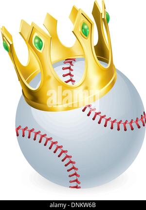 Roi du concept de base-ball, une balle de base-ball portant une couronne d'or Illustration de Vecteur