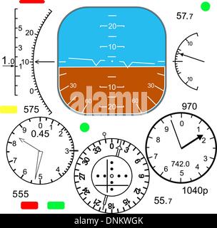 Panneau de contrôle dans un cockpit d'avion Illustration de Vecteur