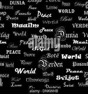 La paix . Fond d'écran transparent avec le mot paix dans différentes langues. Illustration de Vecteur
