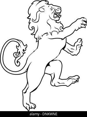Illustration d'un lion héraldique sur ses pattes, comme ceux trouvés sur une crête de l'emblème ou armoiries sur un bouclier Illustration de Vecteur